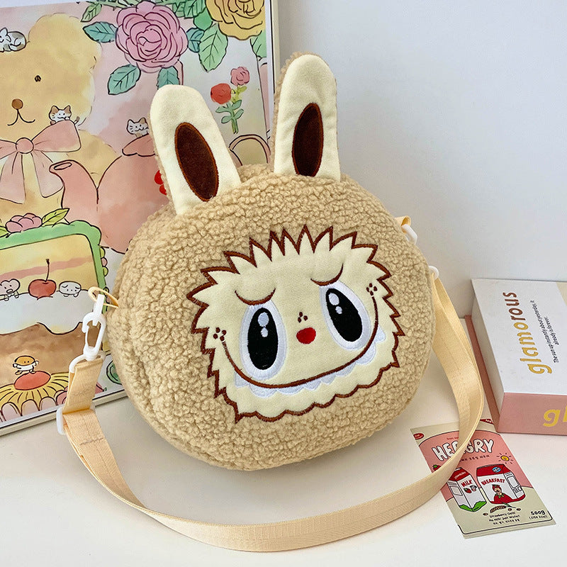 New Cartoon Crossbody Double Backpack Plush Bag City Park L Labubu Bag Crossbody Bag Children's Bag