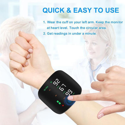 Wrist Blood Pressure Monitor, Rechargeable Monitors for Home Use with Digital Large Display, Voice Broadcast, Blood Pressure Machine, Carrying Case