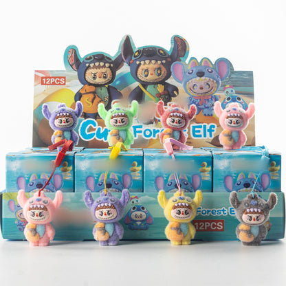 Flocked Halloween Labubu Trendy Toy Doll Children's Toy Bubble Mart Figurine Blind Bag Blind Box