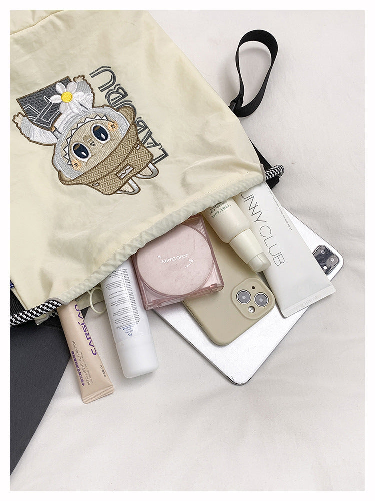 Premium Embroidered Nylon Square Bag Shopping Bag Simple Fashion Trendy Rabbu Commuter Versatile Canvas Bag Handbag
