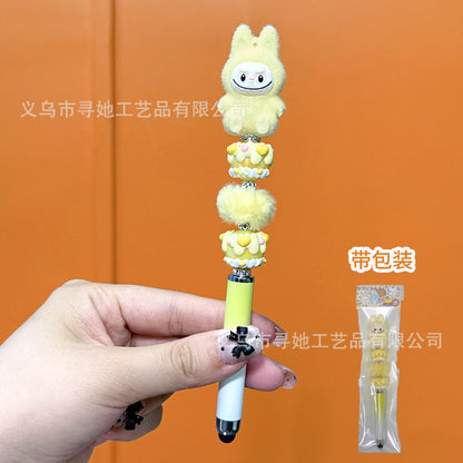 Creative DIY Cute Beaded Pen for Mobile Phones and Tablets, Touchscreen Gel Pen, Adorable Handmade Doll, Student Gift