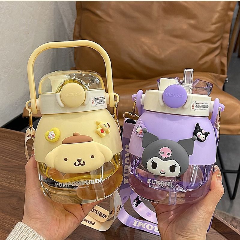 💖Sanrio genuine big belly cup portable high value large capacity girls double drink tritan material straw cup