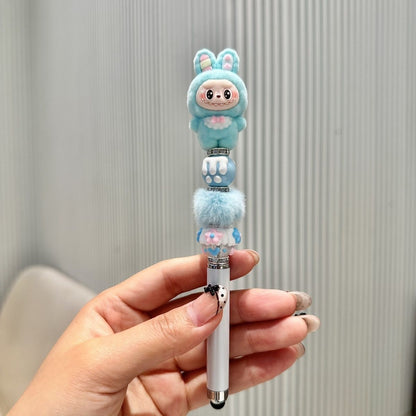 Creative DIY Cute Beaded Pen for Mobile Phones and Tablets, Touchscreen Gel Pen, Adorable Handmade Doll, Student Gift