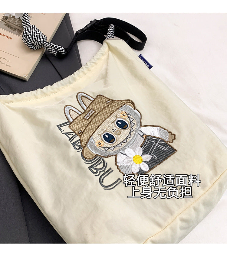 Premium Embroidered Nylon Square Bag Shopping Bag Simple Fashion Trendy Rabbu Commuter Versatile Canvas Bag Handbag