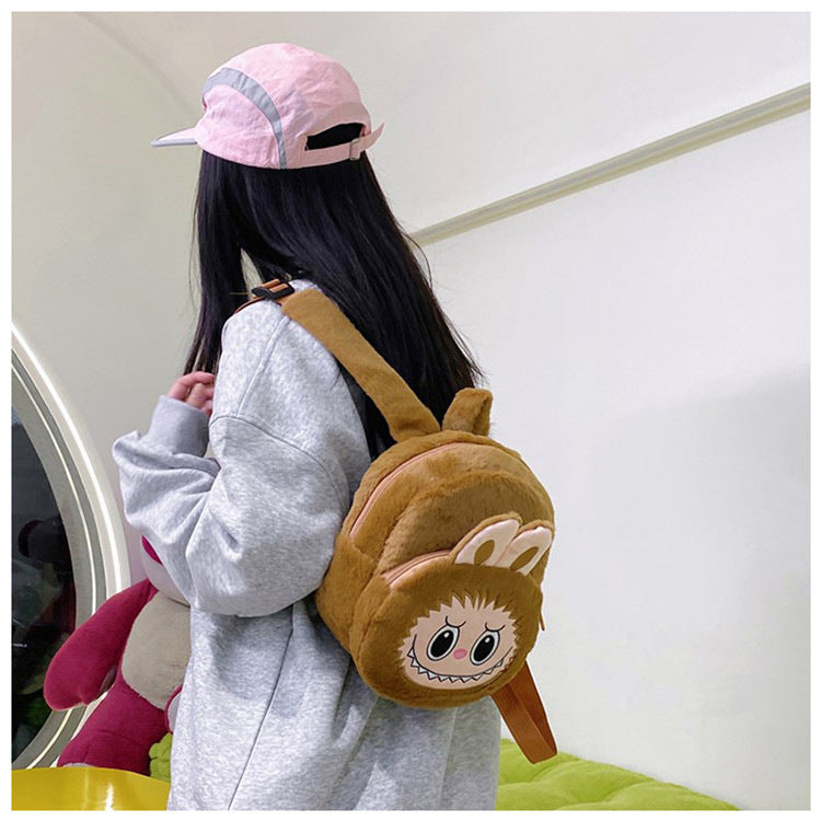 Home Crossbody Double-Shoulder Plush Coin Bag Plush Toy Children's Backpack