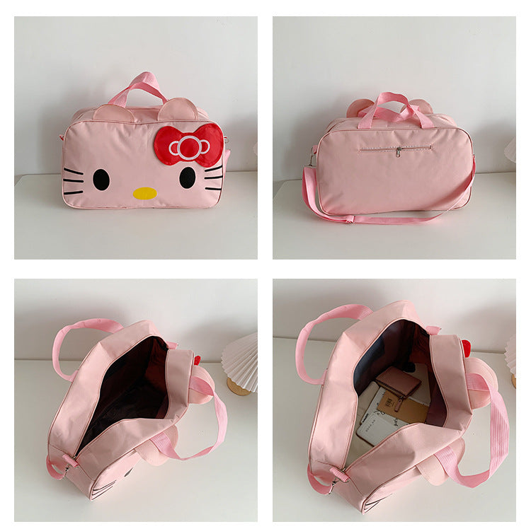 Fashion Cat Large Capacity Student Travel Bag Waterproof Large Capacity Cute Girl KT Luggage Bag Female Handbag