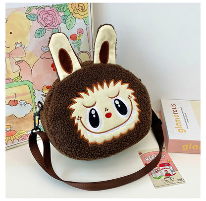 New Cartoon Crossbody Double Backpack Plush Bag City Park L Labubu Bag Crossbody Bag Children's Bag