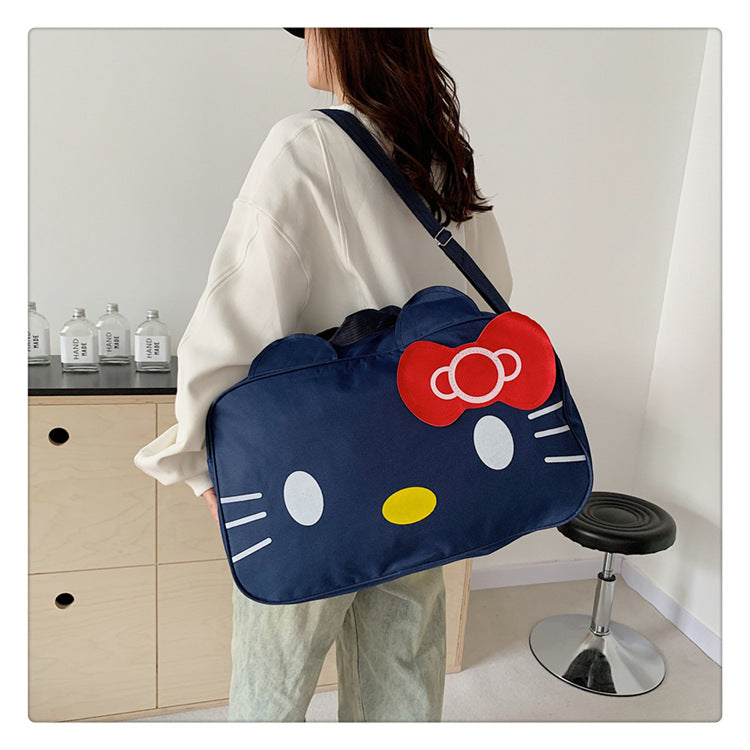 Fashion Cat Large Capacity Student Travel Bag Waterproof Large Capacity Cute Girl KT Luggage Bag Female Handbag