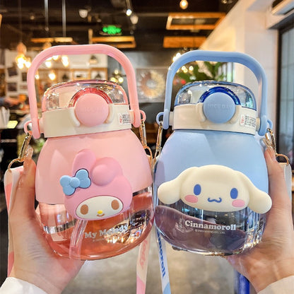 💖Sanrio genuine big belly cup portable high value large capacity girls double drink tritan material straw cup