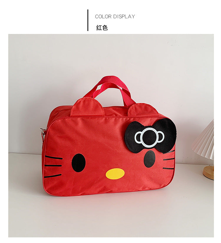 Fashion Cat Large Capacity Student Travel Bag Waterproof Large Capacity Cute Girl KT Luggage Bag Female Handbag