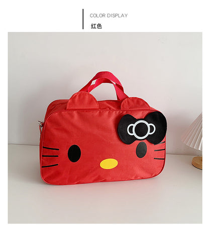 Fashion Cat Large Capacity Student Travel Bag Waterproof Large Capacity Cute Girl KT Luggage Bag Female Handbag