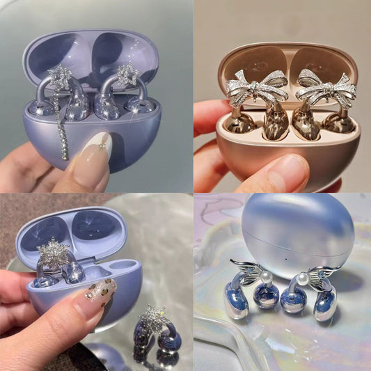 Suitable for Freeclip Earphone Diamond Buckle Full Diamond Snowflake Star Bowknot Ear Clip Buckle Niche High-end Accessories