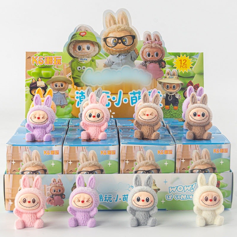 Flocked Halloween Labubu Trendy Toy Doll Children's Toy Bubble Mart Figurine Blind Bag Blind Box