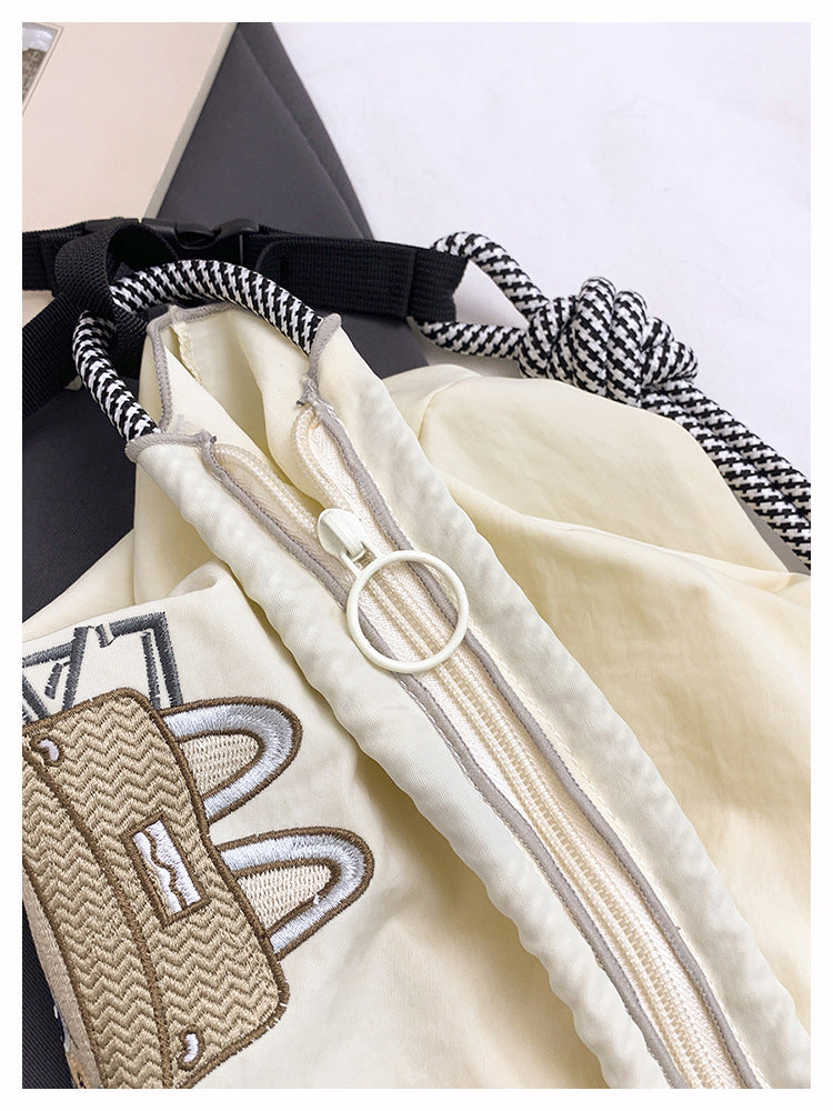 Premium Embroidered Nylon Square Bag Shopping Bag Simple Fashion Trendy Rabbu Commuter Versatile Canvas Bag Handbag