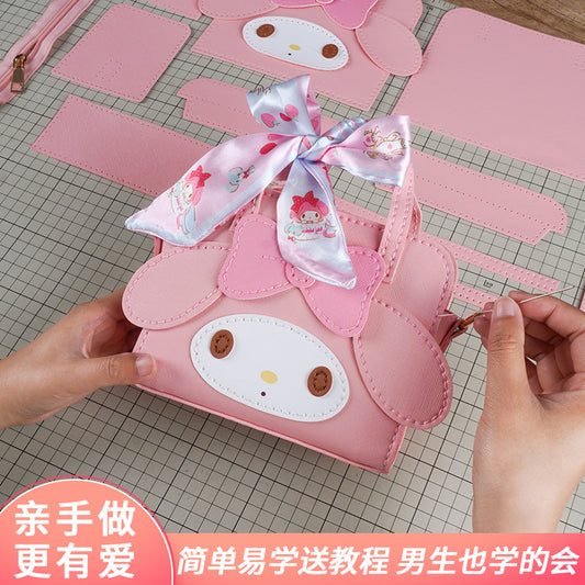 My Melody DIY Handmade Bag Cinnamoroll Shoulder Bag DIY Material Kit Dry Hand Sewing Gift for Girlfriend