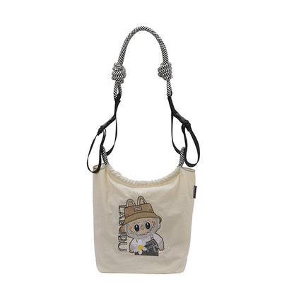 Premium Embroidered Nylon Square Bag Shopping Bag Simple Fashion Trendy Rabbu Commuter Versatile Canvas Bag Handbag