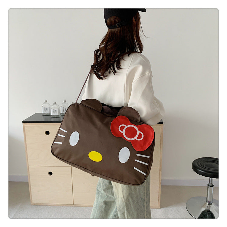 Fashion Cat Large Capacity Student Travel Bag Waterproof Large Capacity Cute Girl KT Luggage Bag Female Handbag