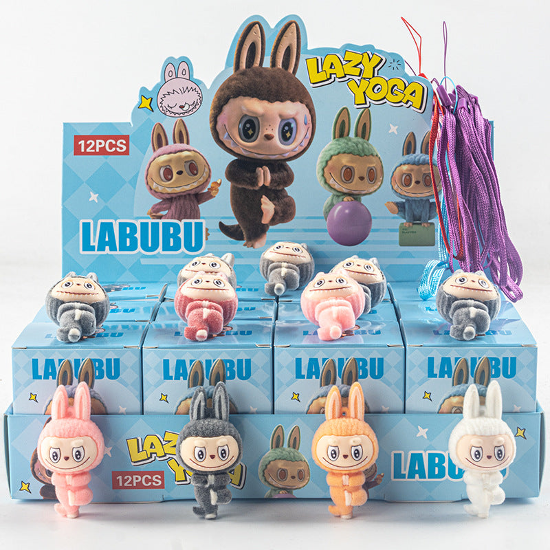 Flocked Halloween Labubu Trendy Toy Doll Children's Toy Bubble Mart Figurine Blind Bag Blind Box