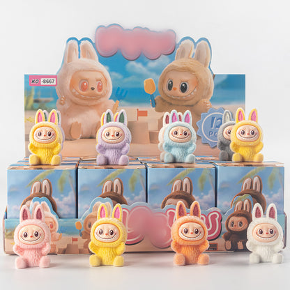 Flocked Halloween Labubu Trendy Toy Doll Children's Toy Bubble Mart Figurine Blind Bag Blind Box