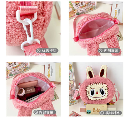 New Cartoon Crossbody Double Backpack Plush Bag City Park L Labubu Bag Crossbody Bag Children's Bag
