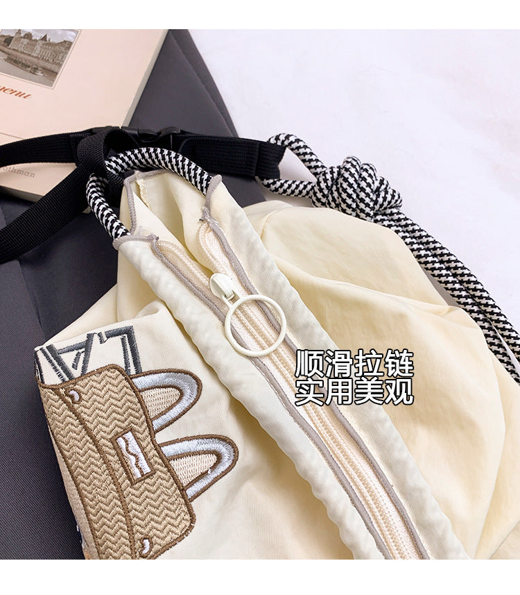 Premium Embroidered Nylon Square Bag Shopping Bag Simple Fashion Trendy Rabbu Commuter Versatile Canvas Bag Handbag