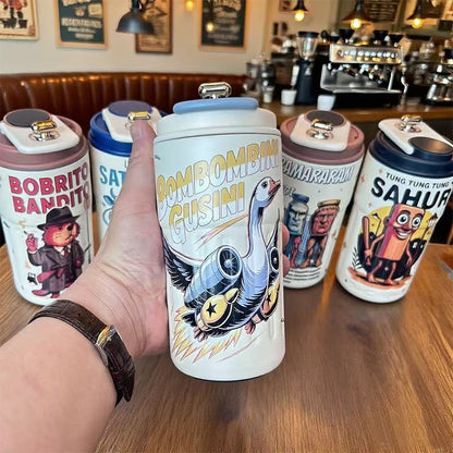 Labubu 316 Stainless Steel Insulated Cup Cartoon High-Value Straw Cup Portable Large Capacity Ice American Coffee Cup