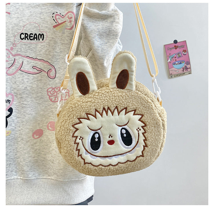New Cartoon Crossbody Double Backpack Plush Bag City Park L Labubu Bag Crossbody Bag Children's Bag