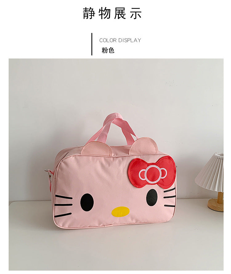 Fashion Cat Large Capacity Student Travel Bag Waterproof Large Capacity Cute Girl KT Luggage Bag Female Handbag