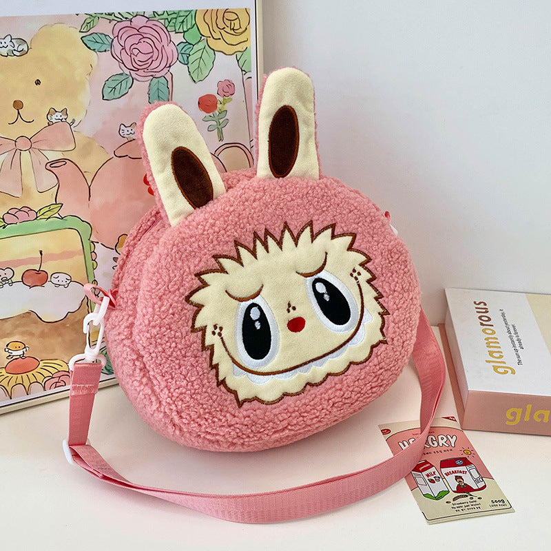 New Cartoon Crossbody Double Backpack Plush Bag City Park L Labubu Bag Crossbody Bag Children's Bag