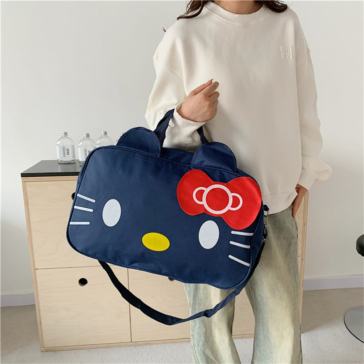 Fashion Cat Large Capacity Student Travel Bag Waterproof Large Capacity Cute Girl KT Luggage Bag Female Handbag