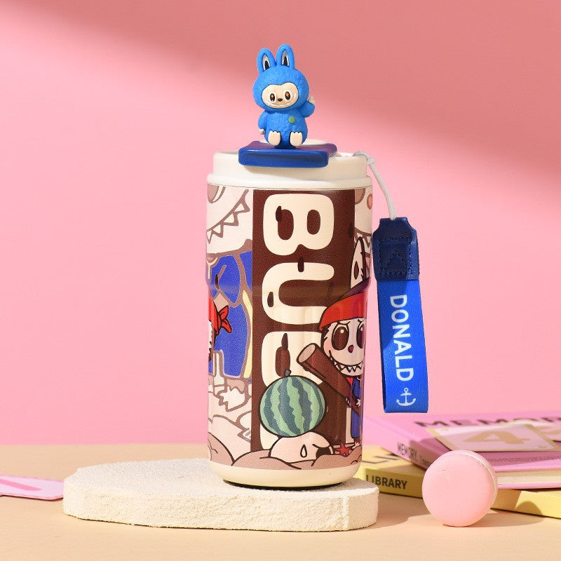 Labubu 316 Stainless Steel Insulated Cup Cartoon High-Value Straw Cup Portable Large Capacity Ice American Coffee Cup