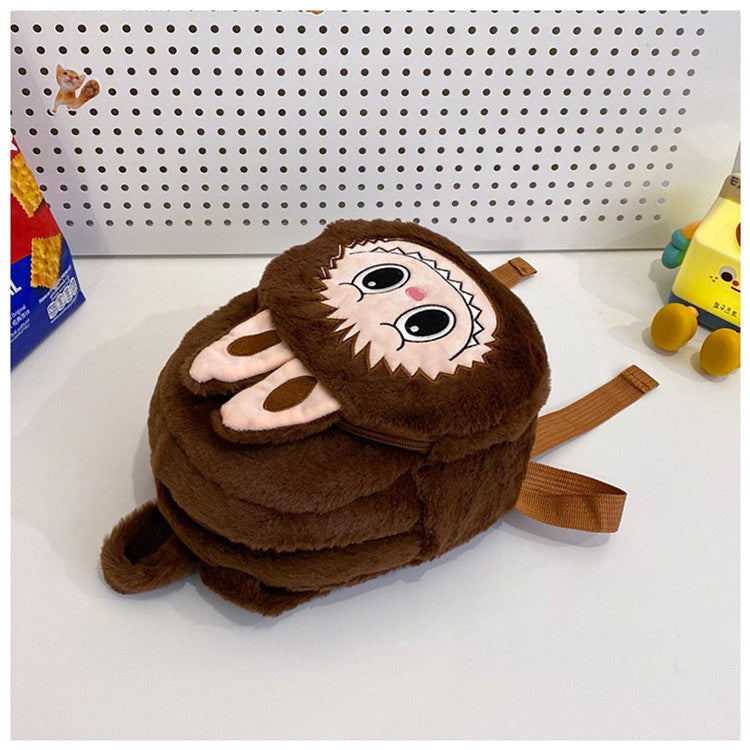 Home Crossbody Double-Shoulder Plush Coin Bag Plush Toy Children's Backpack