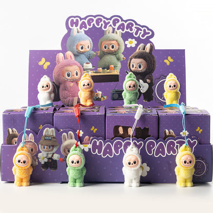Flocked Halloween Labubu Trendy Toy Doll Children's Toy Bubble Mart Figurine Blind Bag Blind Box