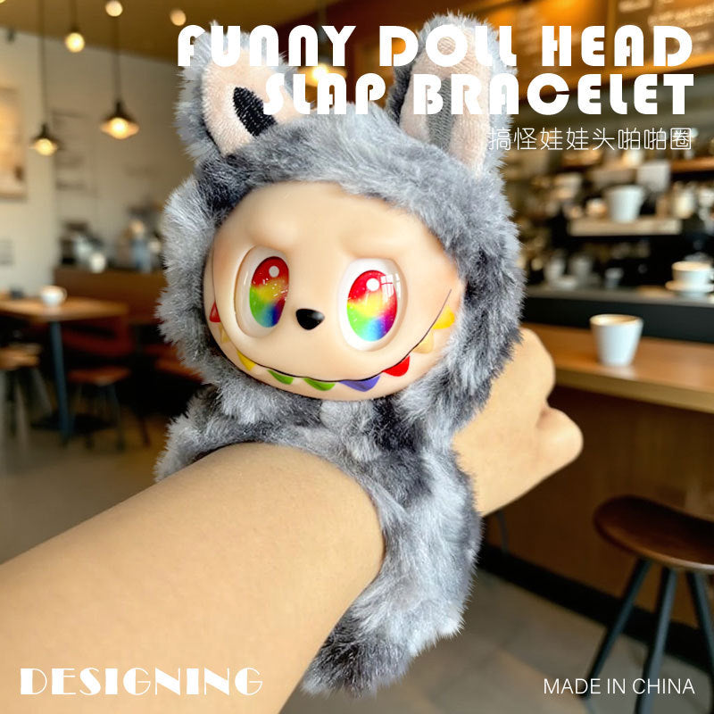New Cute Labubu Snap Ring Bracelet Plush Toy Doll Children's Birthday Gift Plushie