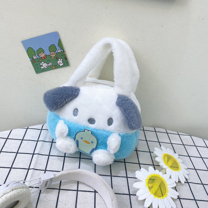 👜New cartoon Sanrio plush bag ins versatile doll bag cute girl Handbag