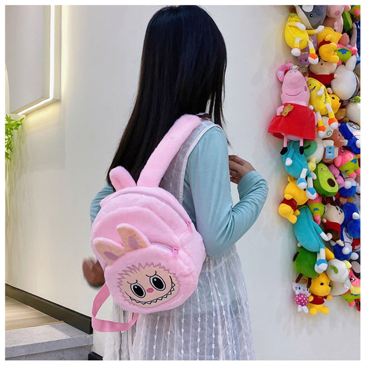 Home Crossbody Double-Shoulder Plush Coin Bag Plush Toy Children's Backpack