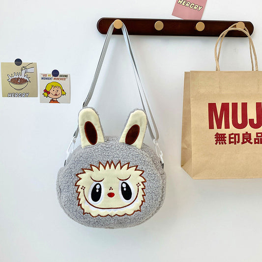 New Cartoon Crossbody Double Backpack Plush Bag City Park L Labubu Bag Crossbody Bag Children's Bag