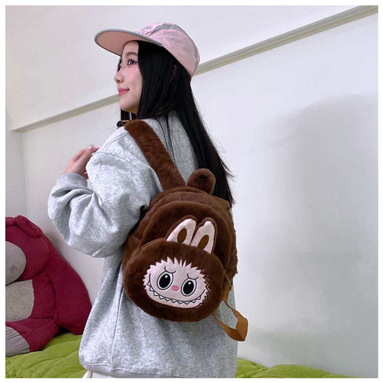 Home Crossbody Double-Shoulder Plush Coin Bag Plush Toy Children's Backpack