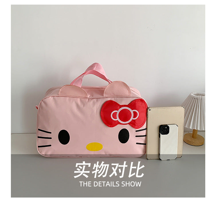 Fashion Cat Large Capacity Student Travel Bag Waterproof Large Capacity Cute Girl KT Luggage Bag Female Handbag