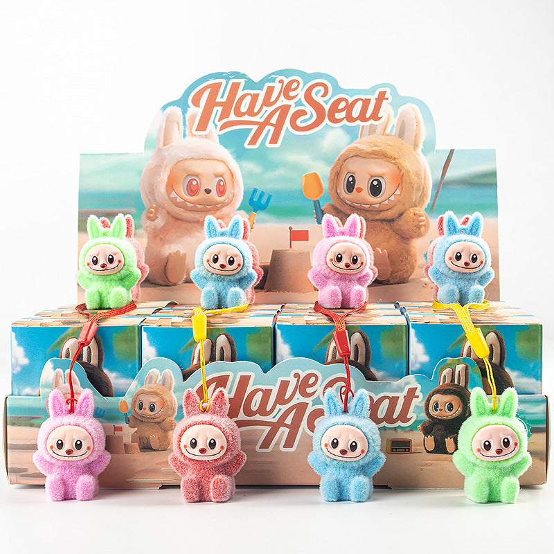 Flocked Halloween Labubu Trendy Toy Doll Children's Toy Bubble Mart Figurine Blind Bag Blind Box