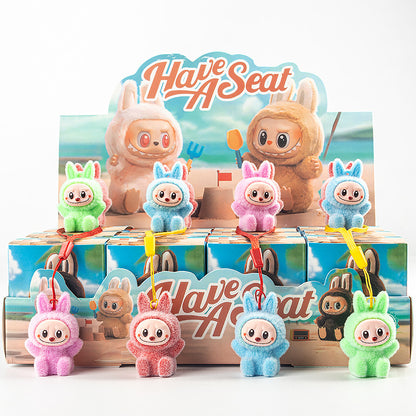 Flocked Halloween Labubu Trendy Toy Doll Children's Toy Bubble Mart Figurine Blind Bag Blind Box