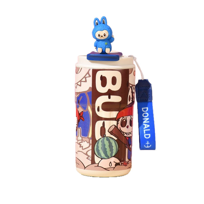Labubu 316 Stainless Steel Insulated Cup Cartoon High-Value Straw Cup Portable Large Capacity Ice American Coffee Cup