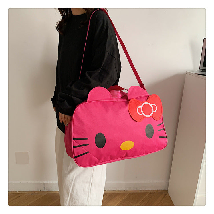 Fashion Cat Large Capacity Student Travel Bag Waterproof Large Capacity Cute Girl KT Luggage Bag Female Handbag