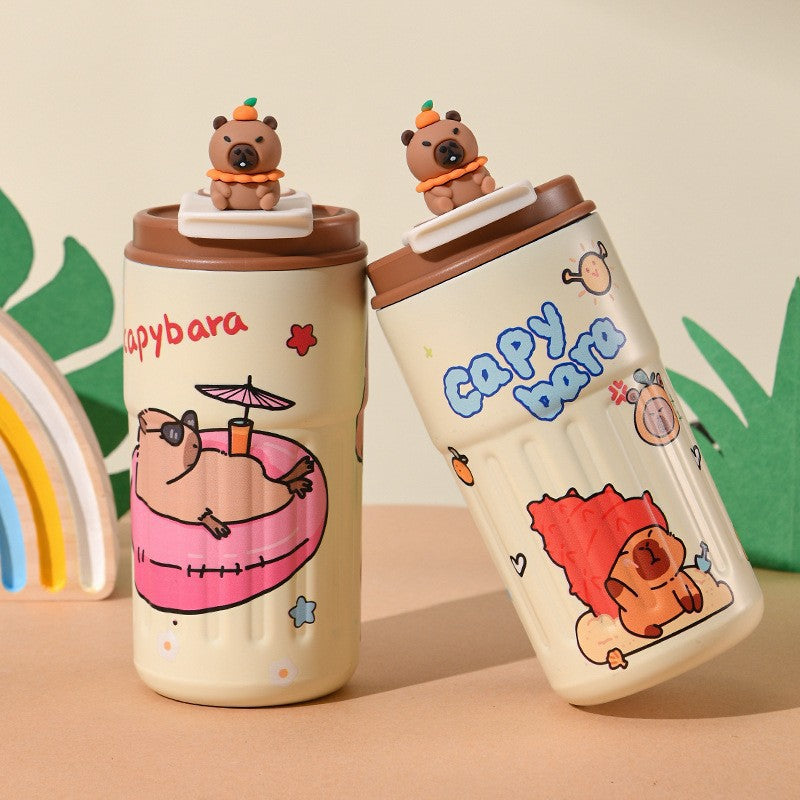 Labubu 316 Stainless Steel Insulated Cup Cartoon High-Value Straw Cup Portable Large Capacity Ice American Coffee Cup