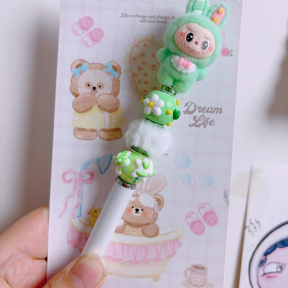 Creative DIY Cute Beaded Pen for Mobile Phones and Tablets, Touchscreen Gel Pen, Adorable Handmade Doll, Student Gift