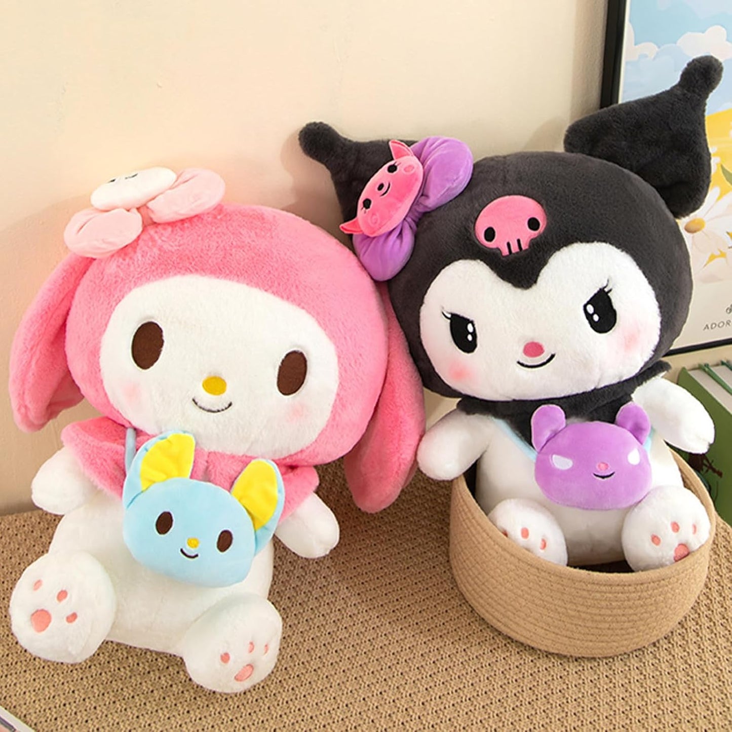 15.7" Cute Anime Plush Doll, Lovely Plush Stuffed Animal, Anime Cute Soft Plush Figure Toy, Pillow Plush Gift Filler Birthday Gift for Kids (Kuro)