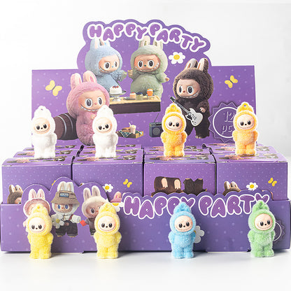 Flocked Halloween Labubu Trendy Toy Doll Children's Toy Bubble Mart Figurine Blind Bag Blind Box