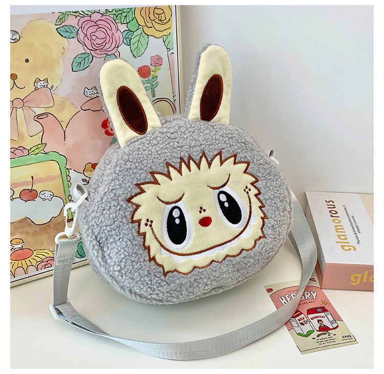 New Cartoon Crossbody Double Backpack Plush Bag City Park L Labubu Bag Crossbody Bag Children's Bag