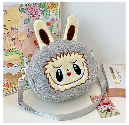 New Cartoon Crossbody Double Backpack Plush Bag City Park L Labubu Bag Crossbody Bag Children's Bag