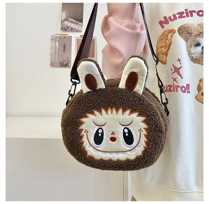 New Cartoon Crossbody Double Backpack Plush Bag City Park L Labubu Bag Crossbody Bag Children's Bag